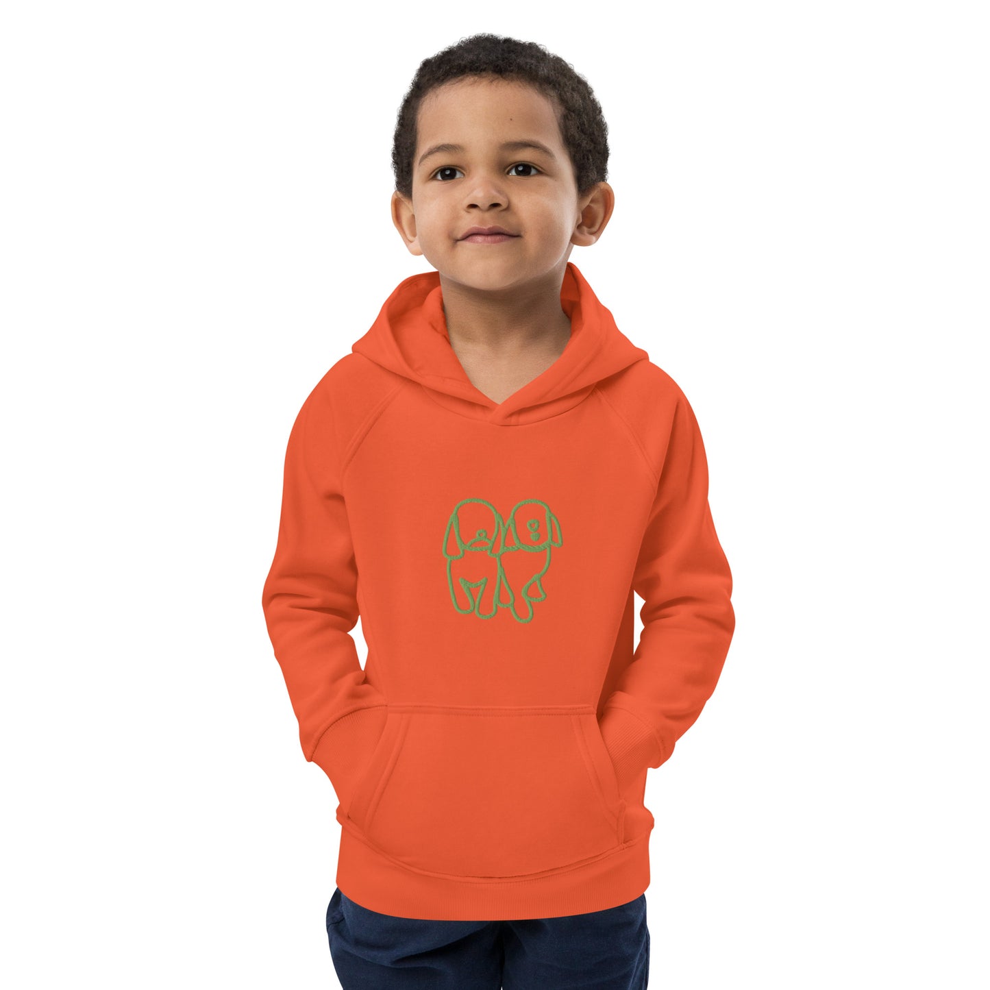 Kids eco hoodie Ong/Grn