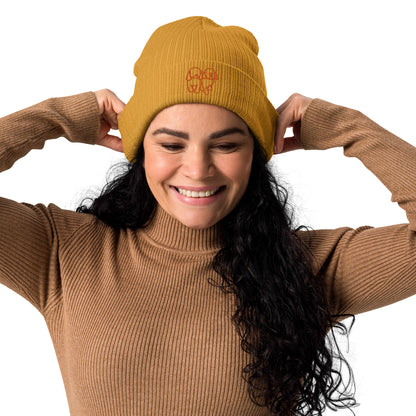 Organic ribbed beanie Ylw/Orng